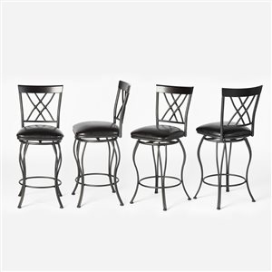 Homy Casa Set of 4 24-in Black High Back Metal Frame Swivel Barstool with Cushioned Seat