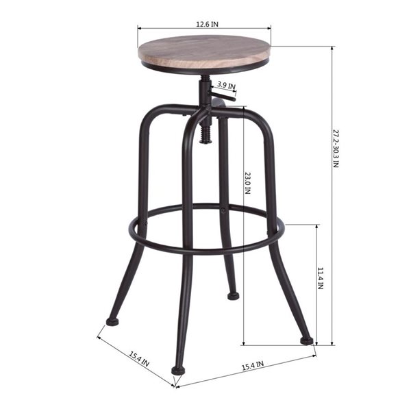 Homy Casa Set of 4 30-in Walnut Wood Grain Backless Metal Frame Adjustable Height Bar Stool