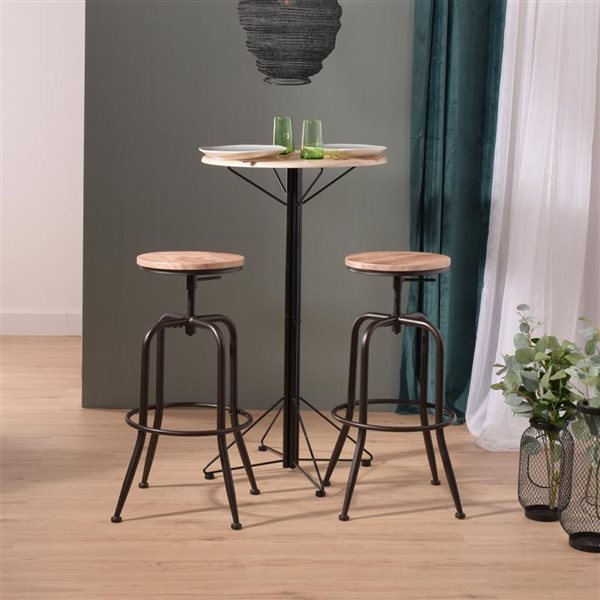 Homy Casa Set of 4 30-in Walnut Wood Grain Backless Metal Frame Adjustable Height Bar Stool