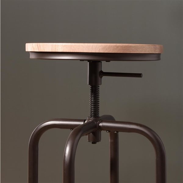 Homy Casa Set of 4 30-in Walnut Wood Grain Backless Metal Frame Adjustable Height Bar Stool