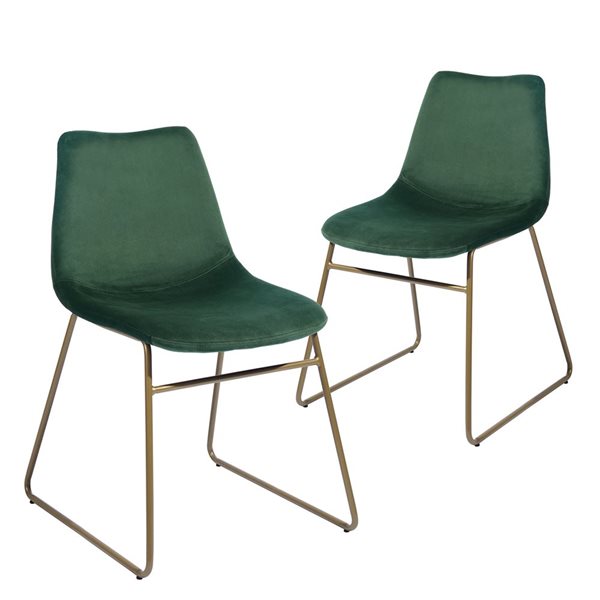 Homy Casa Set of 2 Green Velvet Upholstered Dining Chair