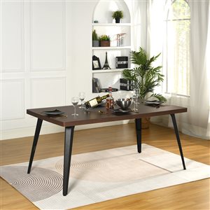 Table de salle à manger maison de ferme Homy Casa 62,9 x 35,4 x 28, 3 po 6 places en noyer