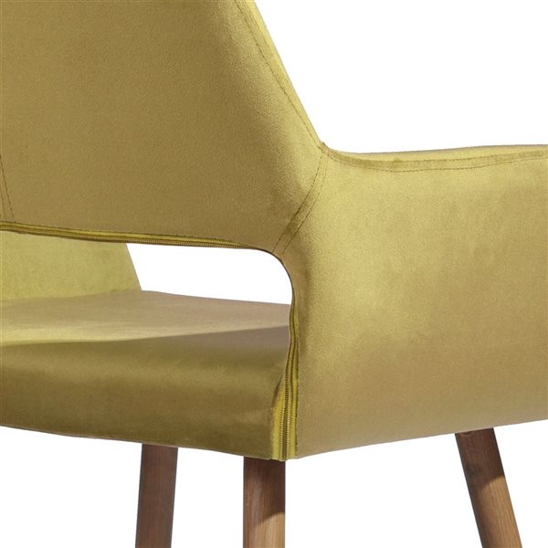 Homy Casa Set of 2 Yellow Fabric Upholstered Arm Dining Chairs