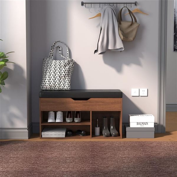 Homy Casa 18.1 x 31.5-in Multifunctional Brown Wood Shoe Cabinet