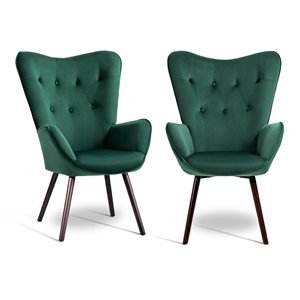 Homy Casa Green Velvet Tufted Armchair