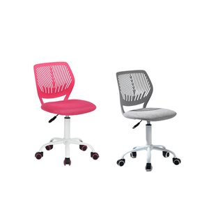 Homy Casa Set of 2 Grey Pink Mesh Ergonomic Swivel Chair with Adjustable Height and Back