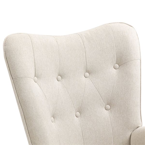 Homy Casa Beige Fabric Upholstered Tufted Armrest Wingback Armchair