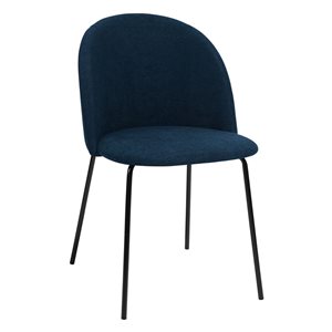 Homy Casa Set of 2 Navy Blue Fabric Upholstered Side Dining Chairs