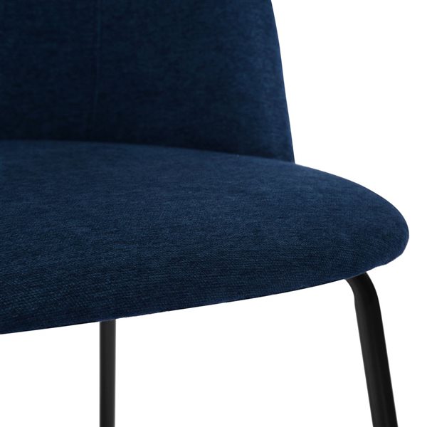 Homy Casa Set of 2 Navy Blue Fabric Upholstered Side Dining Chairs