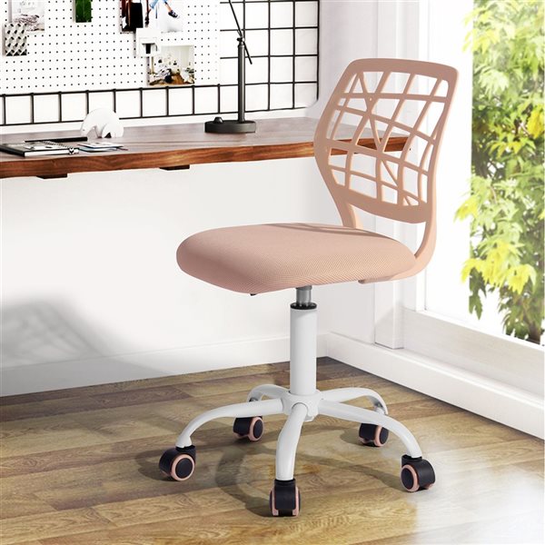 Homy Casa Set of 2 Pink Grey Mesh Ergonomic Swivel Task Chair with Adjustable Height and Back Support