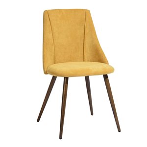 Homy Casa Set of 2 Yellow Fabric Upholstered Side Dining Chairs