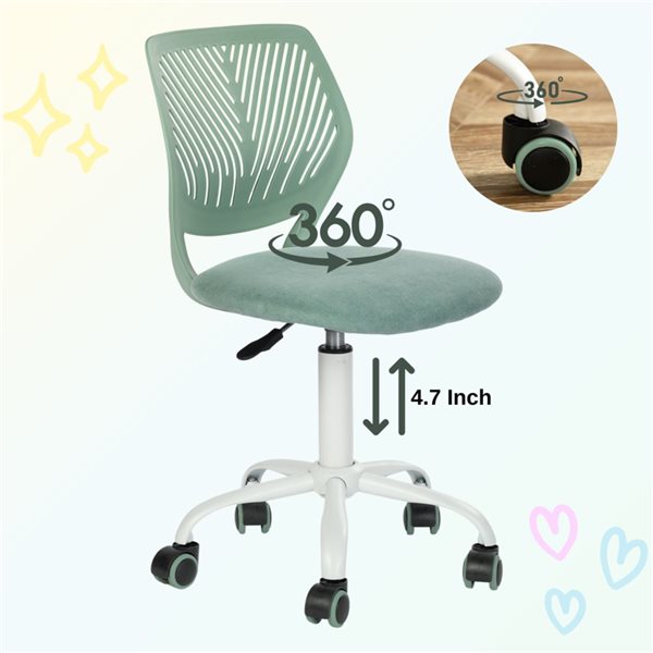 Homy Casa Set of 2 Green Grey Mesh Ergonomic Swivel Chair with Adjustable Height and Back Support