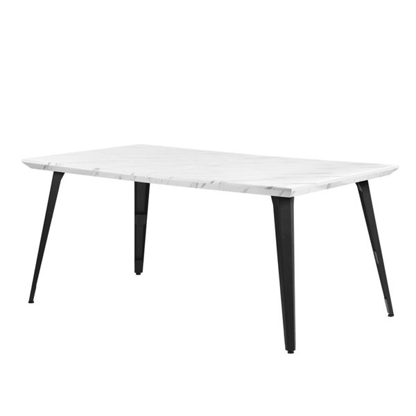 Homy Casa 62.9 x 35.4 x 28.3-in 6-Seat Modern Farmhouse Marble White Dining Table with Rectangle Wooden Top