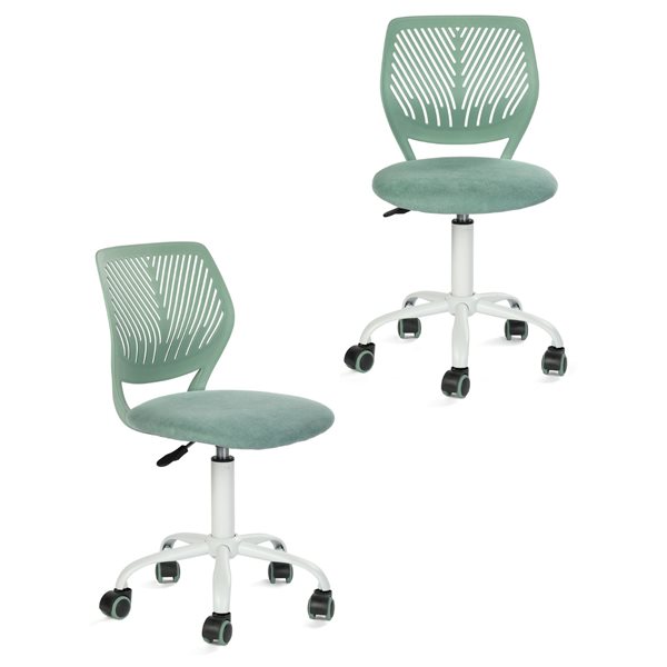 Homy Casa Set of 2 Green Fabric Ergonomic Swivel Chair with Adjustable ...