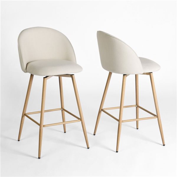 Homy Casa 26-in Beige Counter Stool with Oak Legs