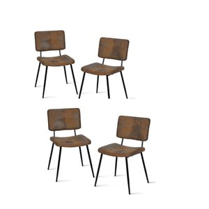 Homy Casa Set of 4 Brown Suede Upholstered Side Dining Chairs