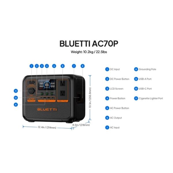 BLUETTI Premium Series AC70P Portable Power Station and PV200 Solar Panel