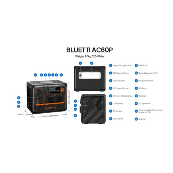 BLUETTI Premium Series B80P Expansion battery AC60P Portable Power Station with PV200 Solar Panel Bundle