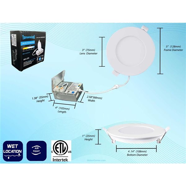 TorontoLed 4-Pack 4-in Ultra Slim Recessed Downlight