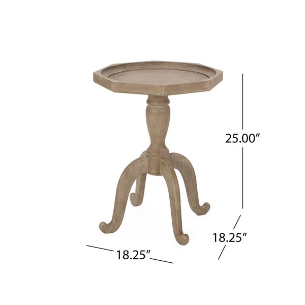 WELLFOR 18.25 W x 25-in H Natural Distressed Engineered Wood Octogonal Accent End Table