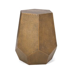 WELLFOR 20.5 W x 22.75-in H Brushed Antique Gold Hammered Metal Geometric Side Table