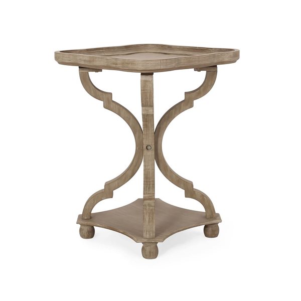 WELLFOR 18.75 x 18.75-in Natural MDF French Country Hourglass-Shaped End Table