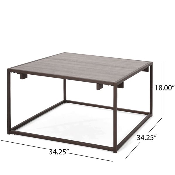 WELLFOR 34 x 34-in Grey MDF/Brown Metal Frame Modern Industrial Coffee Table