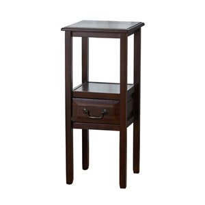 WELLFOR 13 W x 30.25 H Brown Acacia Wood Accent End Table w/ Drawer