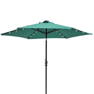 Think Pation Sun Ray 9-ft 6-Rib Round Umbrella with Solar-Powered Lighting - Hunter Green