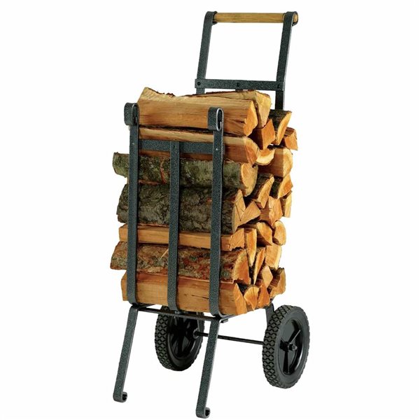 US Stove Company Heavy Duty Wheeled Log Cart - Stainless Steel