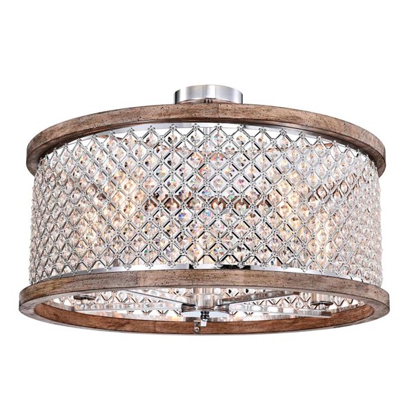 Home Accessories Inc Pomine 5-Light 24-in L Chrome Crystal Shade Semi-Flush Mount Ceiling Light