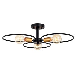 Home Accessories Inc Lucina 3-Light 25-in L Matte Black Semi-Flush Mount Ceiling Light