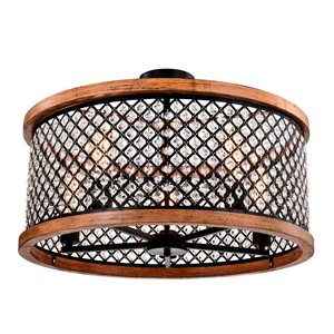 Home Accessories Inc Pomine 5-Light 24-in L Black Crystal Shade Semi-Flush Mount Ceiling Light