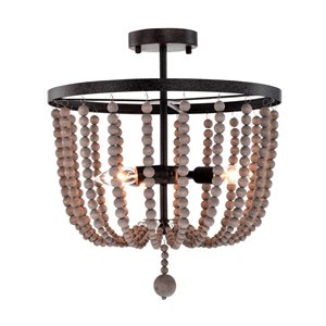 Home Accessories Inc Roxelana 3-Light 18-in L Rustic Iron Bohemian Semi-Flush Mount Ceiling Light