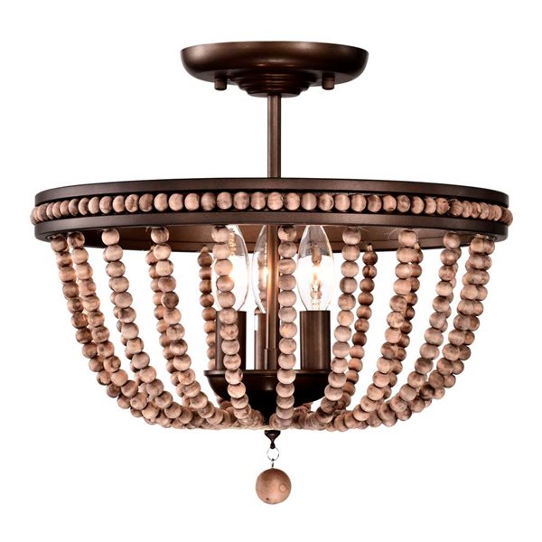 Home Accessories Inc Ovid 3-Light 16-in L Bronze Bead Vintage Semi-Flush Mount Ceiling Light