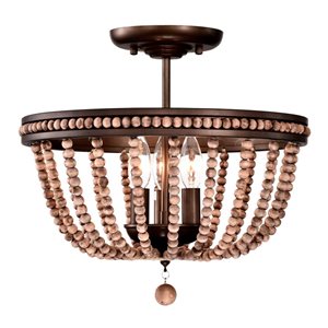 Home Accessories Inc Ovid 3-Light 16-in L Bronze Bead Vintage Semi-Flush Mount Ceiling Light