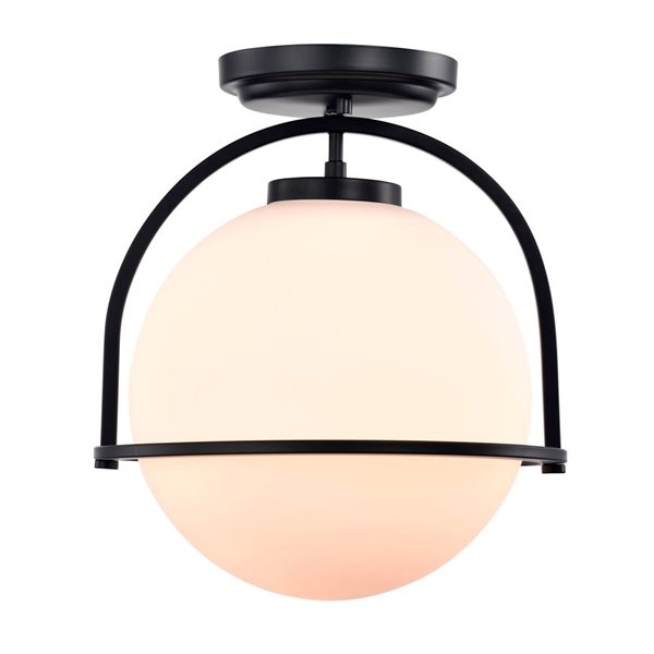 Home Accessories Inc Nuka 1-Light 12-in L Matte Black Modern Pendant Semi-Flush Mount Ceiling Light