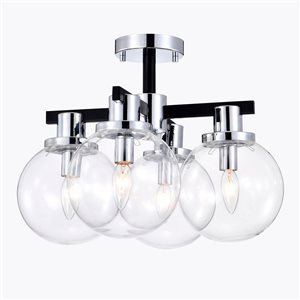 Home Accessories Inc Hersilia 4-Light 18-in L Chrome and Matte Black Modern Semi-Flush Mount Ceiling Light