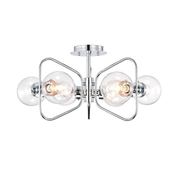 Home Accessories Inc Elaina 6-Light 20-in L Chrome Glass Globes Semi-Flush Mount Ceiling Light