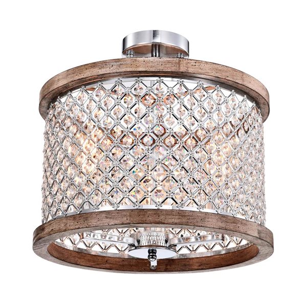 Home Accessories Inc Denica 3-Light 16-in L Chrome Crystal Shade Semi-Flush Mount Ceiling Light