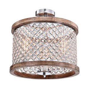 Home Accessories Inc Denica 3-Light 16-in L Chrome Crystal Shade Semi-Flush Mount Ceiling Light