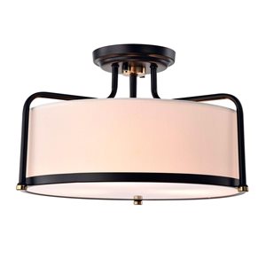 Home Accessories Inc Jaci 3-Light 18-in L Matte Black Traditional Semi-Flush Mount Ceiling Light