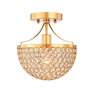 Home Accessories Inc Laverna 1-Light 9.5-in L Gold Semi-Flush Mount Crystal Ceiling Light