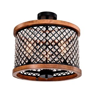 Home Accessories Inc Denica 3-Light 16-in L Matte Black Crystal Shade Semi-Flush Mount Ceiling Light