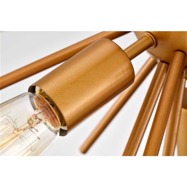 Home Accessories Inc Amalia 3-Light 17-in L Gold Mid-Century Sputnik Semi-Flush Mount Ceiling Light