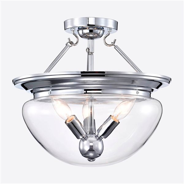 Home Accessories Inc Latona 3-Light 15-in L Chrome and Glass Semi-Flush Mount Ceiling Light