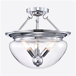 Home Accessories Inc Latona 3-Light 15-in L Chrome and Glass Semi-Flush Mount Ceiling Light