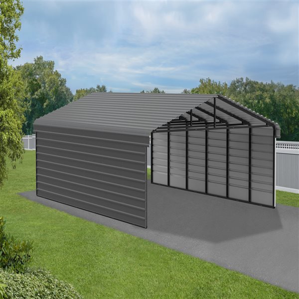 Arrow Steel Carport with 2 Side Wall Kits, 20x29x07