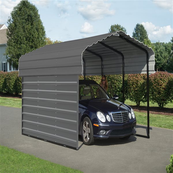 Arrow Steel Carport with 1 Side Wall Kit, 10X15x07
