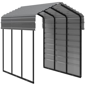 Abri d’auto Arrow avec fermeture sur un côté de 10 x 15 x 7 pieds Anthracite